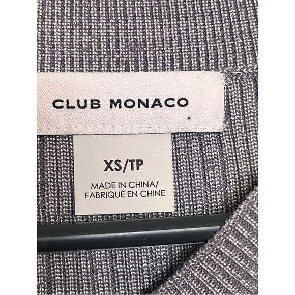 Club Monaco gray ribbed luxury sweater fringe hem and cuffs sz XS - Picture 3 of 6